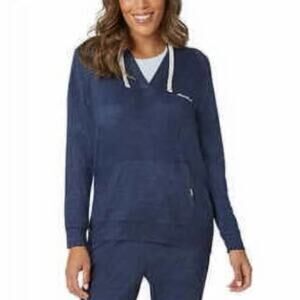 Eddie Bauer Women's Long Sleeve Pullover Hoodie Heathered Navy Small NWOT